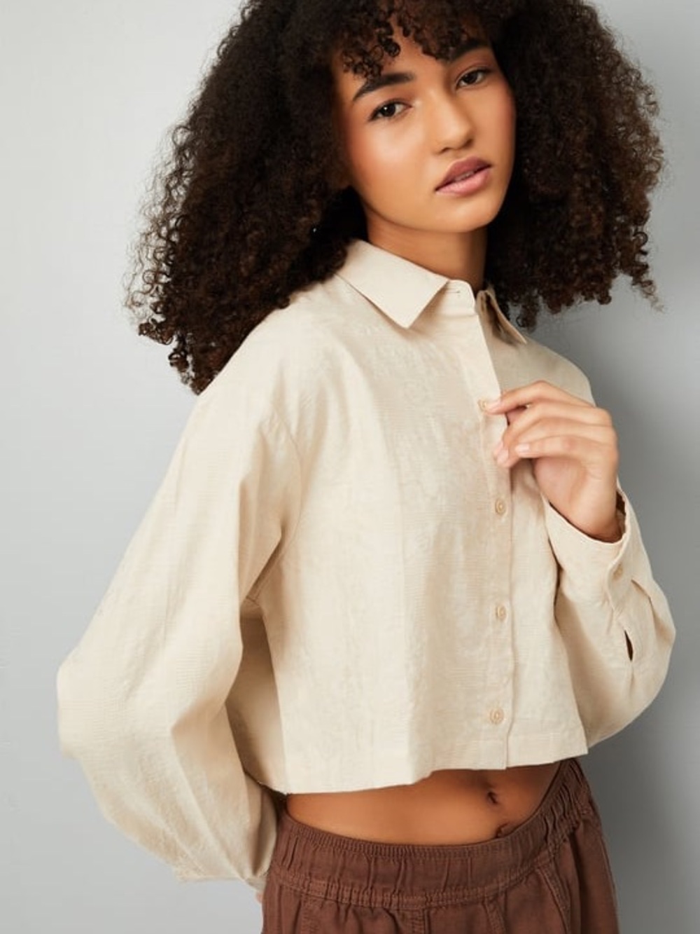 DREW Cropped Boxy Button Up Shirts Sz Small